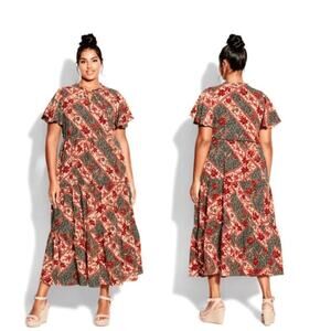 Loralette Dress Womens Size 22 / 24 Floral Tier Fall Maxi Boho Peasant Plus